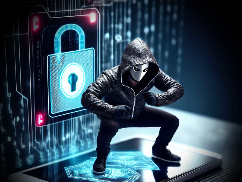 hacker attempting breach into computer device